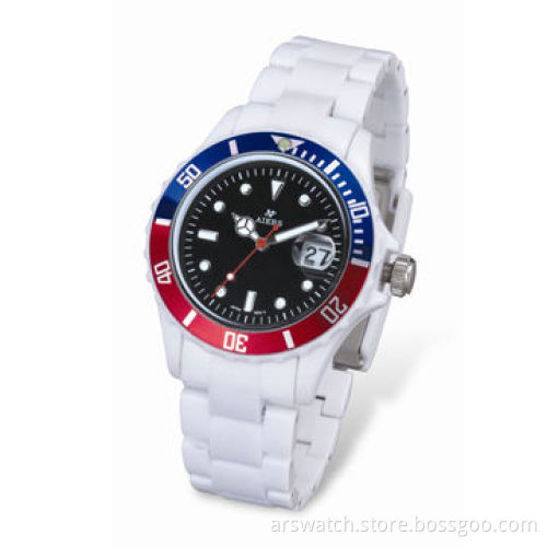 White promotional plastic watch